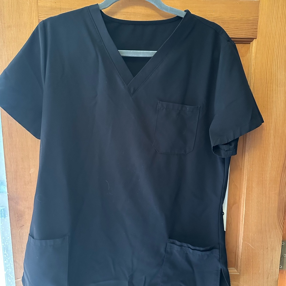 Black V-Neck Women's Scrub Top